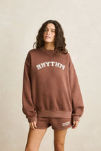 Load image into Gallery viewer, Rhythm Collegiate Oversized Crew Neck Fleece - Chocolate
