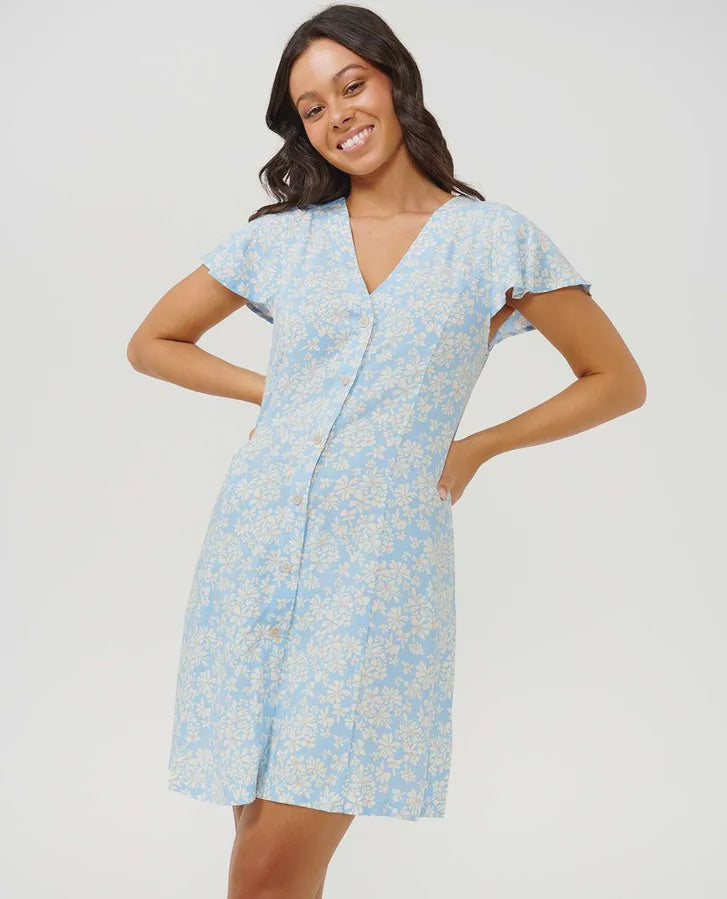 Rip Curl Desert Dreams Ditsy Mini  Dress -  Mid Blue