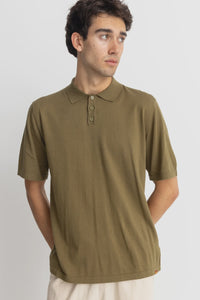 Rhythm Essential Knit SS Polo - Olive