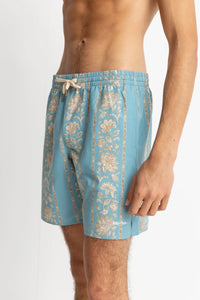 Rhythm Paisley Stripe Beach Shorts - Slate