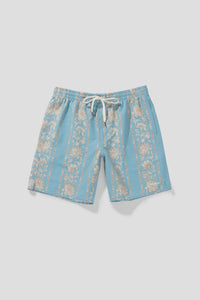 Rhythm Paisley Stripe Beach Shorts - Slate