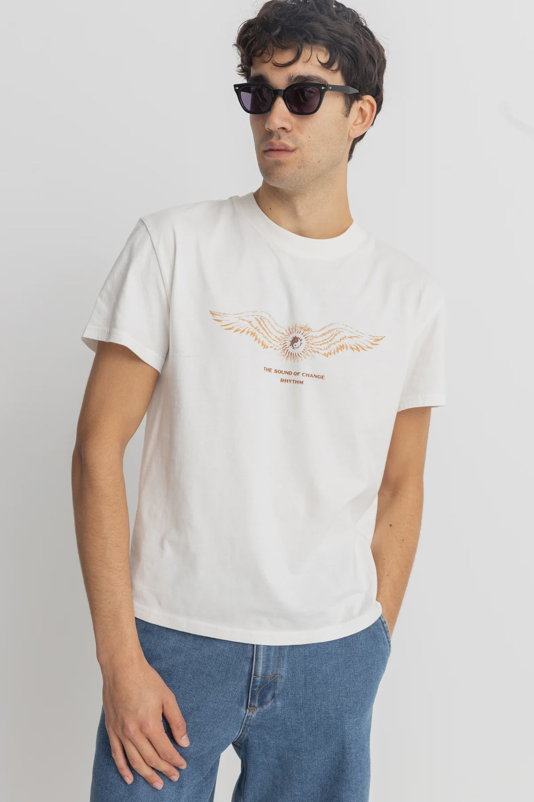 Rhythm Flyer Band T-Shirt - Vintage White