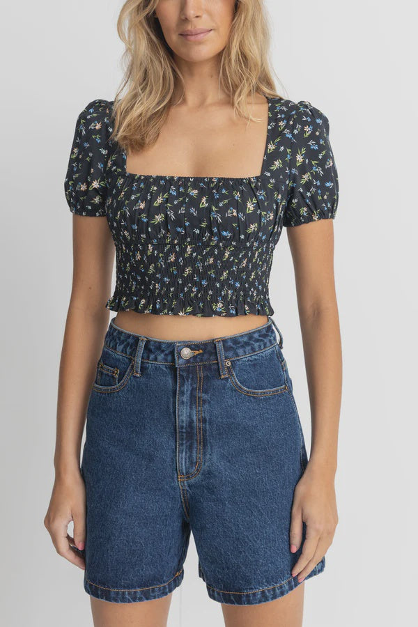 Rhythm Fleur Floral Top - Black