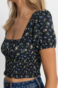 Rhythm Fleur Floral Top - Black