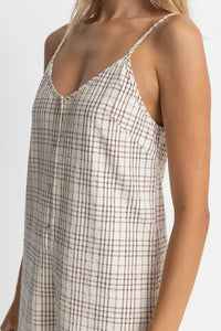 Rhythm Rumi Check Romper - Natural