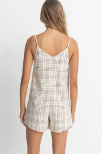 Rhythm Rumi Check Romper - Natural