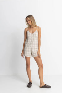 Rhythm Rumi Check Romper - Natural