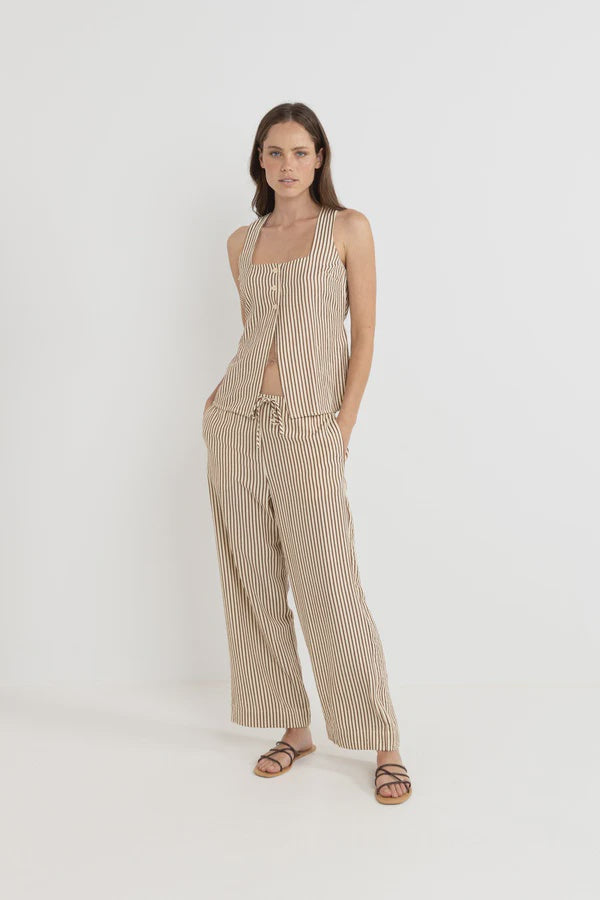 Rhythm Cove Stripe Long Vest - Natural