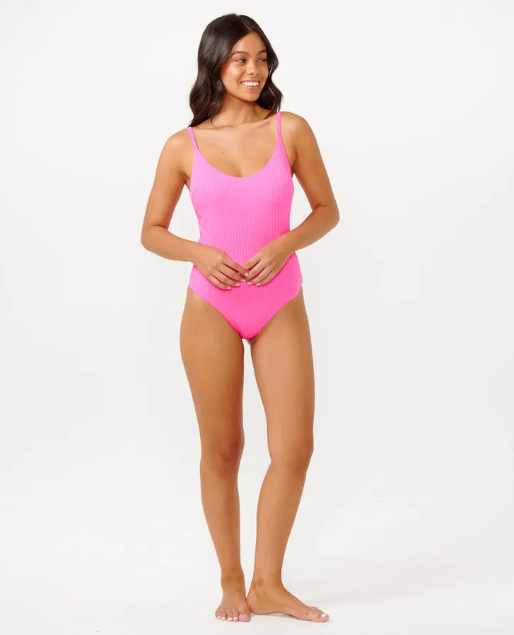 Rip Curl Premium Cheeky Coverage One Piece Swimsuit Hot Pink Arnold s