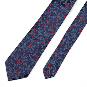 James Harper Small Floral Tie - Navy/Red