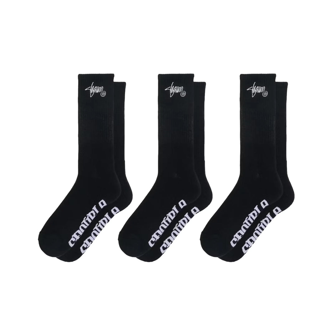 S Double Standard Shawn Sock 3 Pack - Black