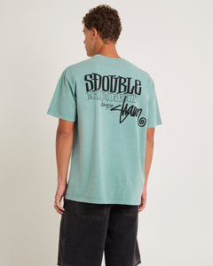 S Double World Wide Roots Tee - Washed Sage