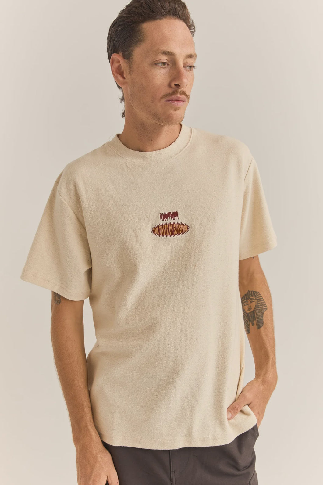 Rhythm Embroidered Vintage Terry t-Shirt - Natural