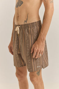 Rhythm Paisley Stripe Beach Short - Tobacco