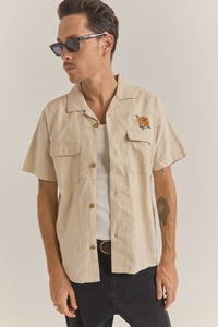 Rhythm Embroidered Seersucker S/S Shirt - Natural