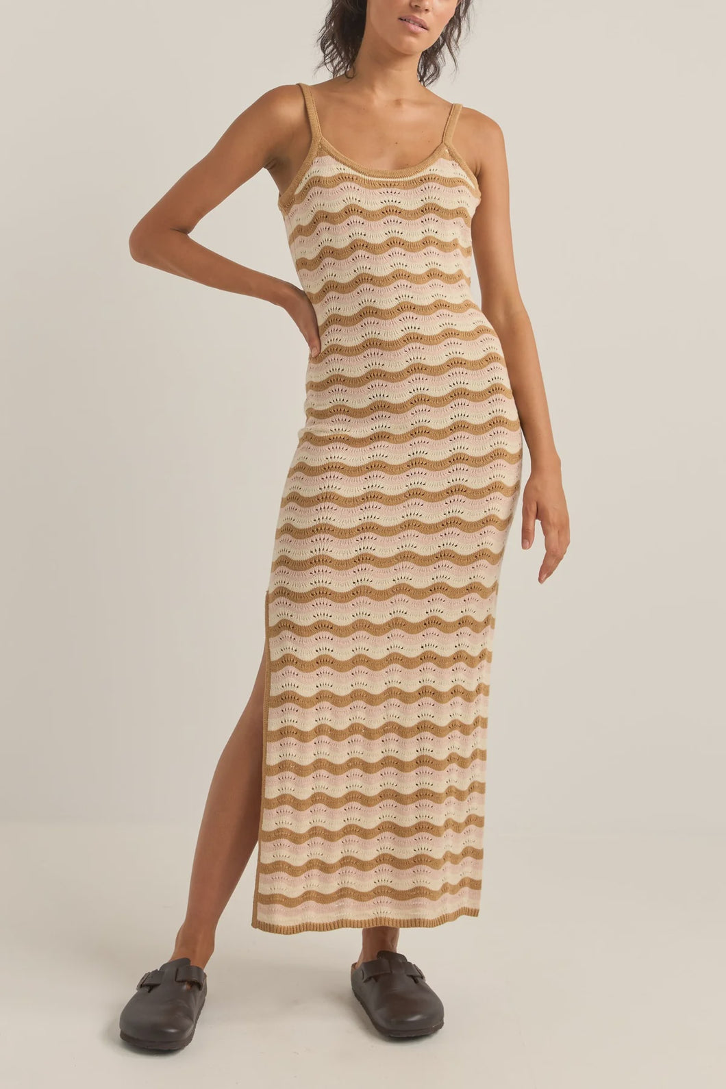 Rhythm Aries Stripe Knit Midi Dress - Natural