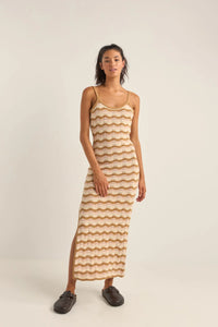 Rhythm Aries Stripe Knit Midi Dress - Natural