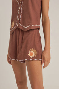 Rhythm Solis Embroidered Shorts - Chocolate