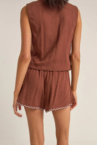 Rhythm Solis Embroidered Shorts - Chocolate