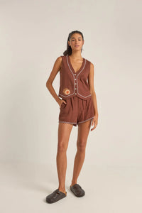 Rhythm Solis Embroidered Shorts - Chocolate