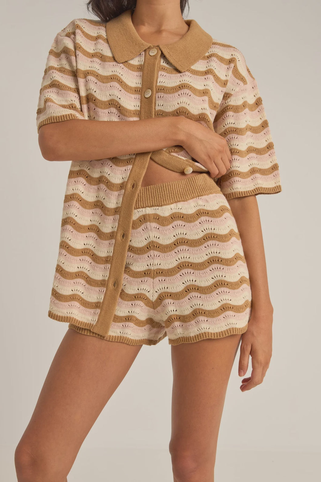 Rhythm Aries Stripe Knit Short - Natural