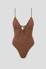 Load image into Gallery viewer, Rhythm Sunset Tie Front One Piece - Chocolate
