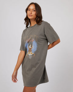 Silent Theory Open Wings Tee Dress - Coal
