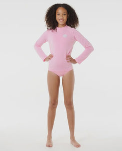 Rip Curl Icon UV Brushed L/S Rashie (8-16) - Bright Pink
