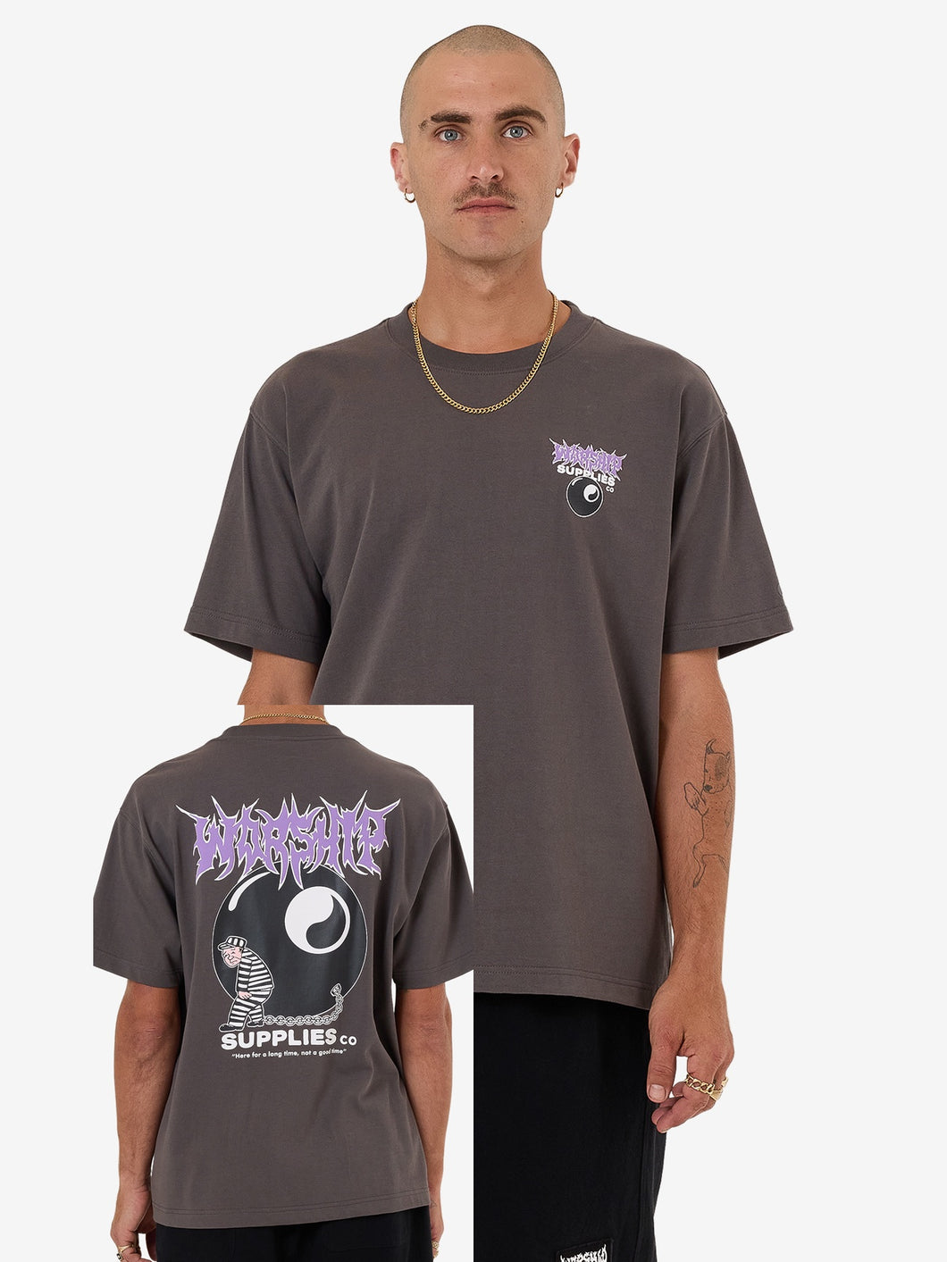 Worship Long Time Tee - Worn Black