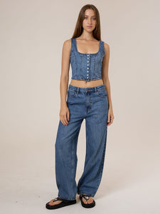Thrills Good Intentions Denim Top - Stoned Blues