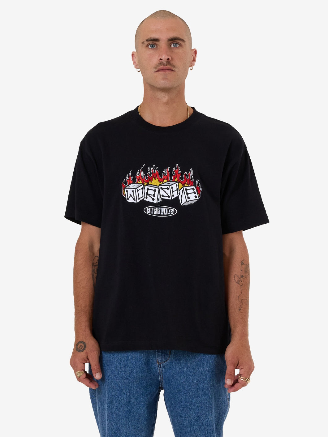 Worship Snake Eyes Embro Tee - Black