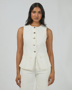All About Eve Lena Denim Vest - Vintage White