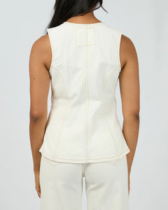 All About Eve Lena Denim Vest - Vintage White