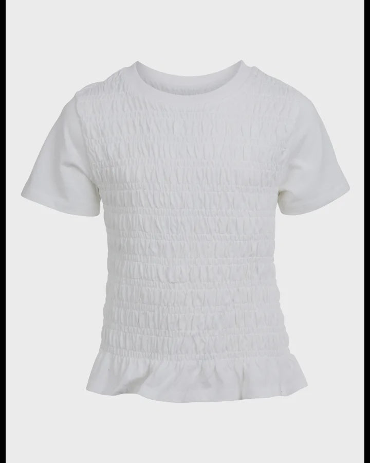 Eve Girl Zara Shirred Tee - White