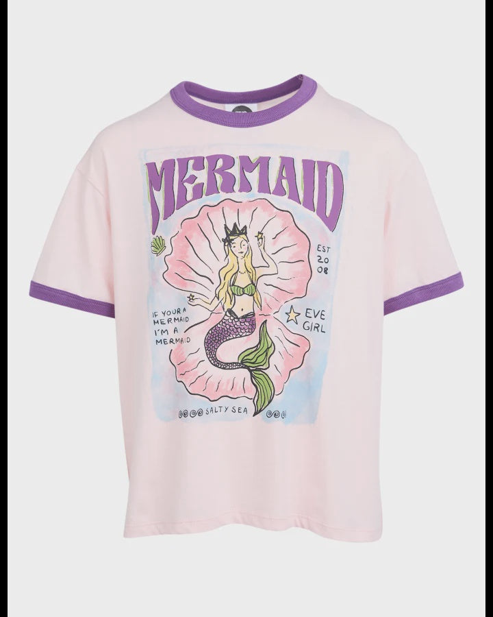Eve Girl Mermaid Ringer Tee - Pale Pink