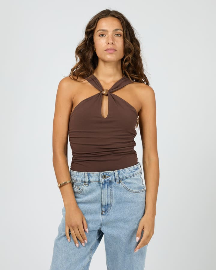 Silent Theory Atlas Halter Bodysuit - Chocolate