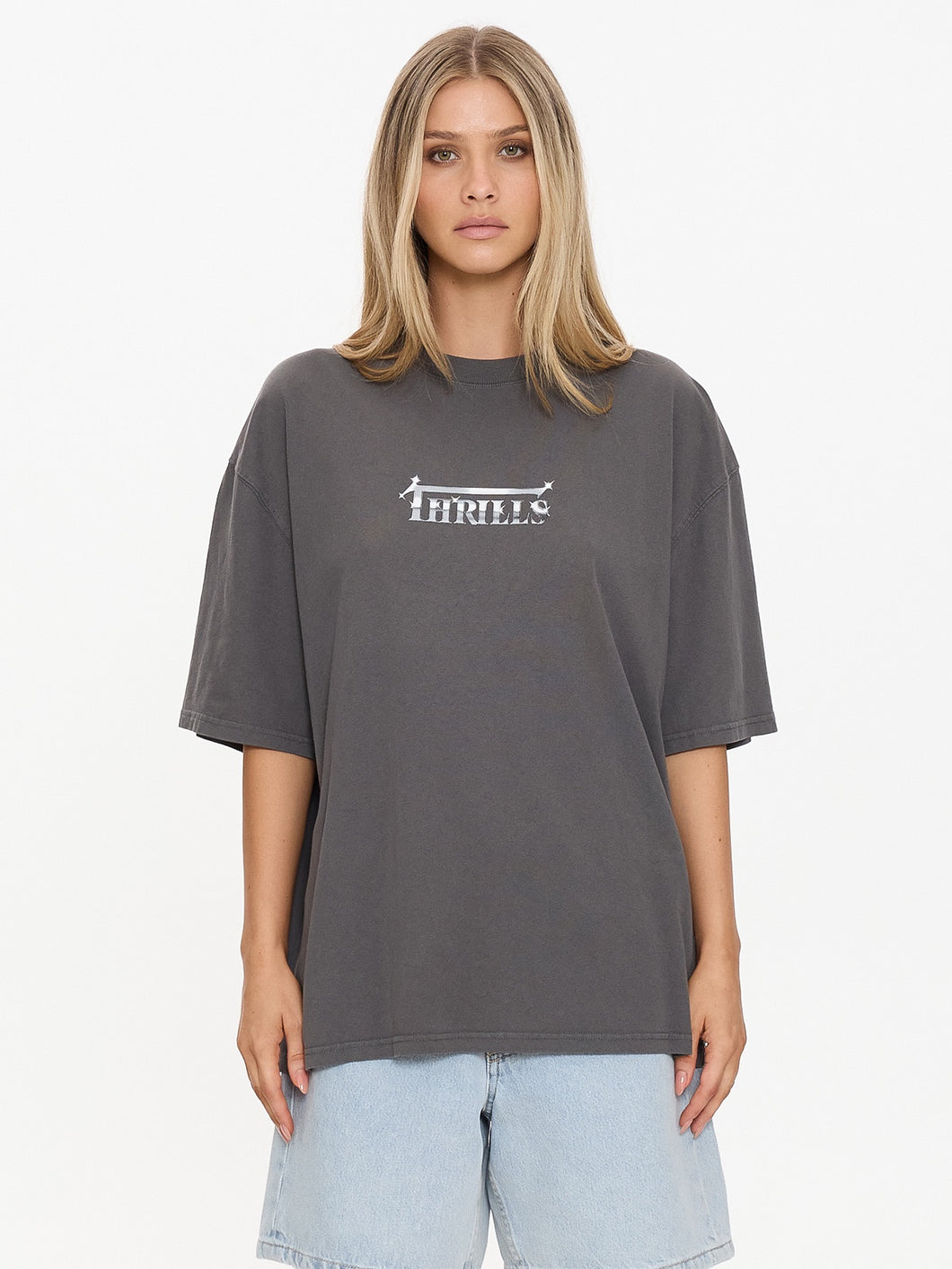 Thrills Seek And Destroy Oversized Tee - Merch Black