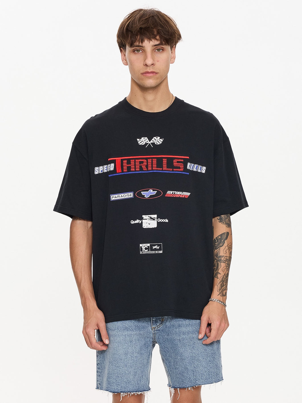 Thrills Rapid Fire Box Fit Oversize Tee - Washed Black