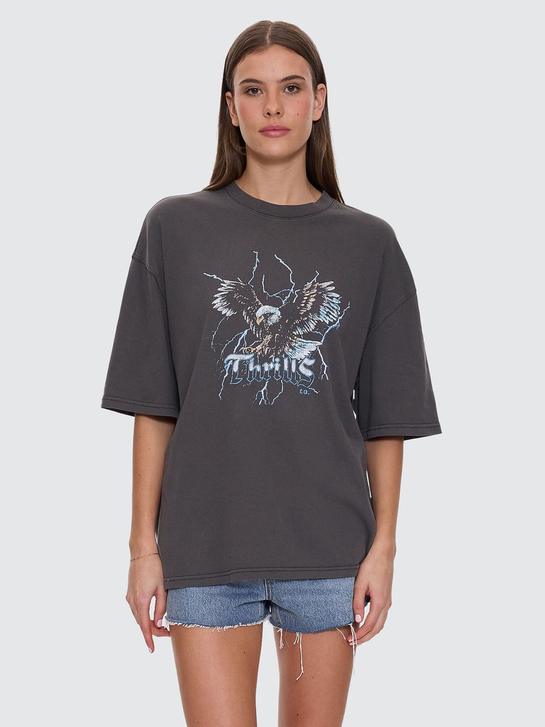 Thrills Run For The Hills Oversized Tee - Merch Black