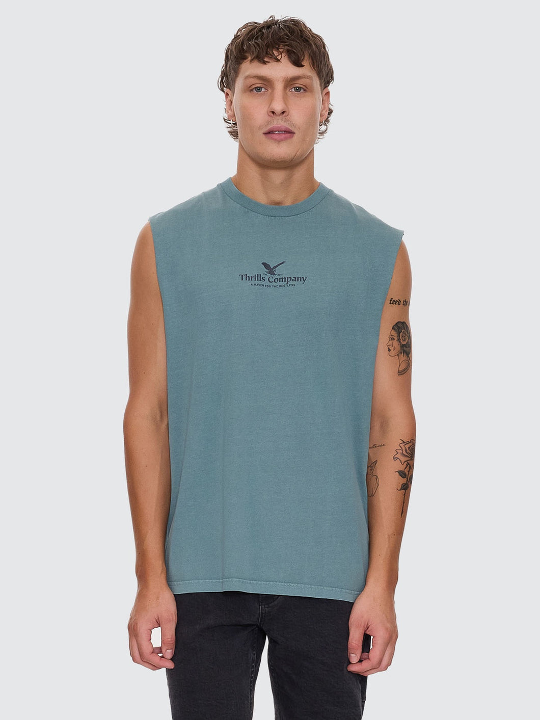 Thrills A Haven For The Restless Merch Fit Muscle Tee - Green Coast