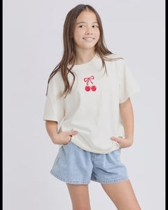 Eve Girl Sweet Cherry Tee - Vintage White (8-14)