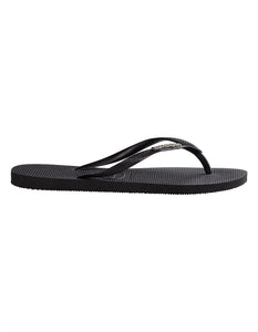 Havaianas Slim Metal Logo Thongs - Black/Silver