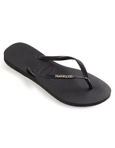 Havaianas Slim Metal Logo Thongs - Black/Silver