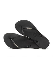 Load image into Gallery viewer, Havaianas Slim Metal Logo Thongs - Black/Silver

