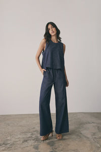 Esmaee Revival Denim Top - Dark Blue Denim