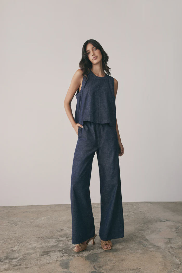 Esmaee Revival Denim Top - Dark Blue Denim