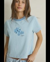 Load image into Gallery viewer, Rhythm Daisy Floral Stripe Tee - Baby Blue
