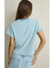 Load image into Gallery viewer, Rhythm Daisy Floral Stripe Tee - Baby Blue
