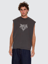 Load image into Gallery viewer, Thrills South Of Heaven Box Crop Muscle Tee - Dark Merch Black

