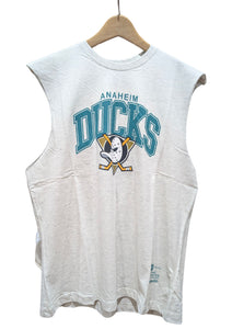 Majestic Anaheim Ducks Logo Arch Muscle Tank - Silver Marle